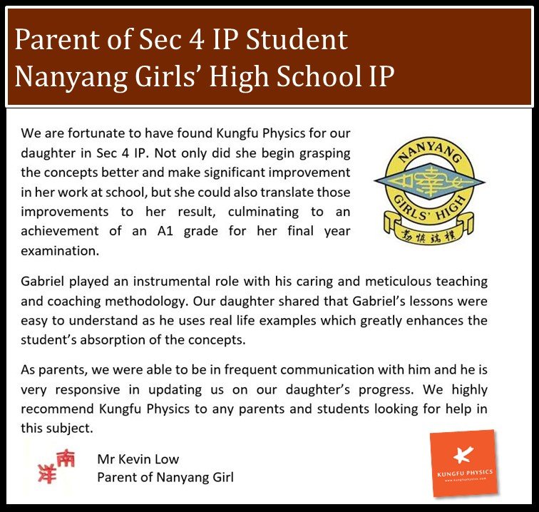 Thank You from Parent of Student from Nanyang Girls' High School IP, C6 to A1
