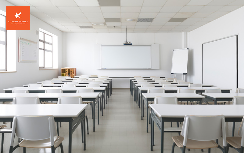 clean white exam hall